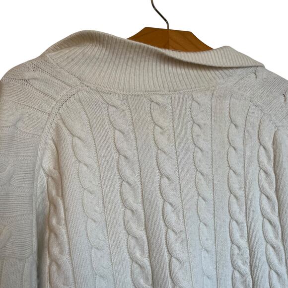 Aritzia Sunday Best Cropped Cable Knit Polo Sweater Merino Wool Blend Size L - Picture 7 of 9